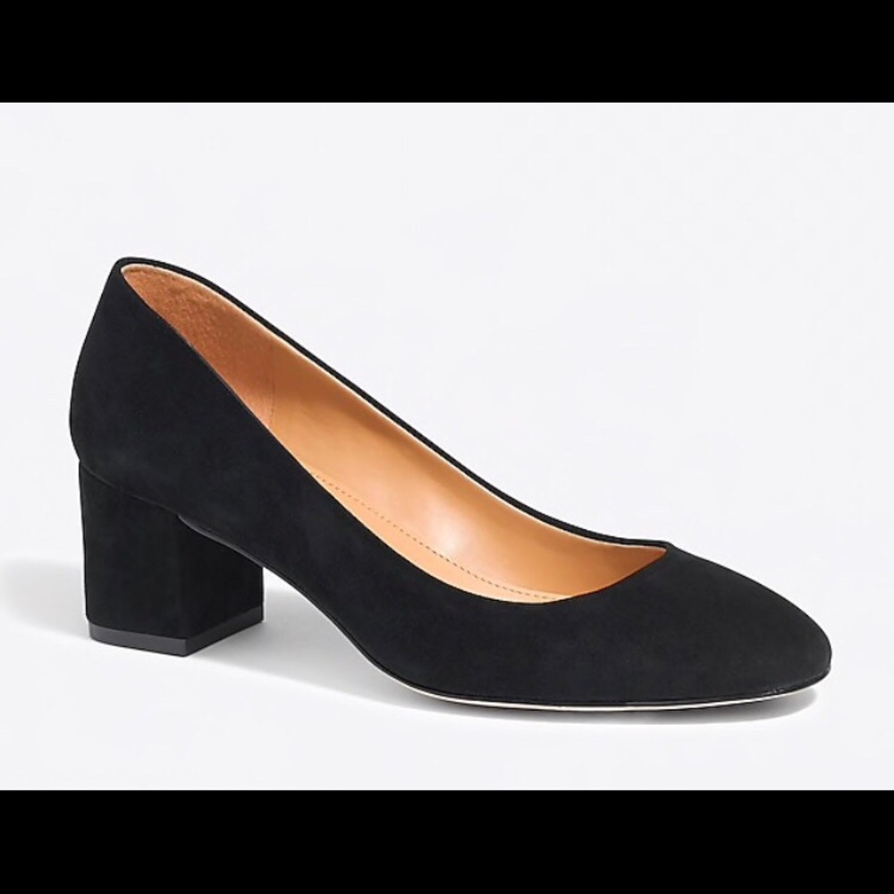 J. Crew Factory Bryn Suede Block Heel Black